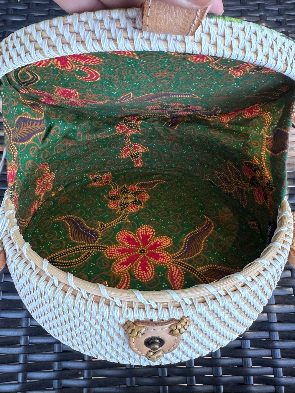 Pink Haley Green Tropical Print Round Crossbody Bag - Picture 6 of 7